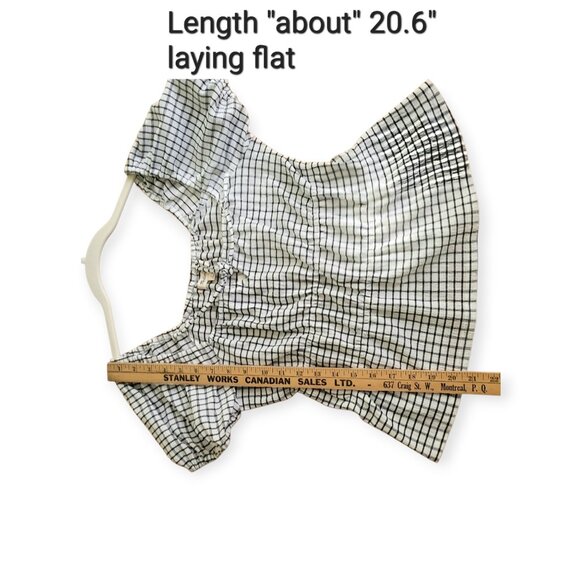 Madewell Gingham Tiered Keyhole Puff-Sleeve Black/White blouse size M NWT - Picture 10 of 11